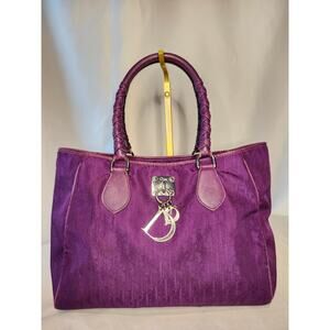 Christian Dior Diorissimo Trotter Purple Canvas Tote Bag Italy Vintage